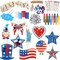 40-Set Wooden Patriotic Star Crafts Kit - Unfinished Wood Stars for 4th of July Ornaments - DIY Independence Day Hanging Decorations & Memorial Day Arts and Crafts for Kids & Adults